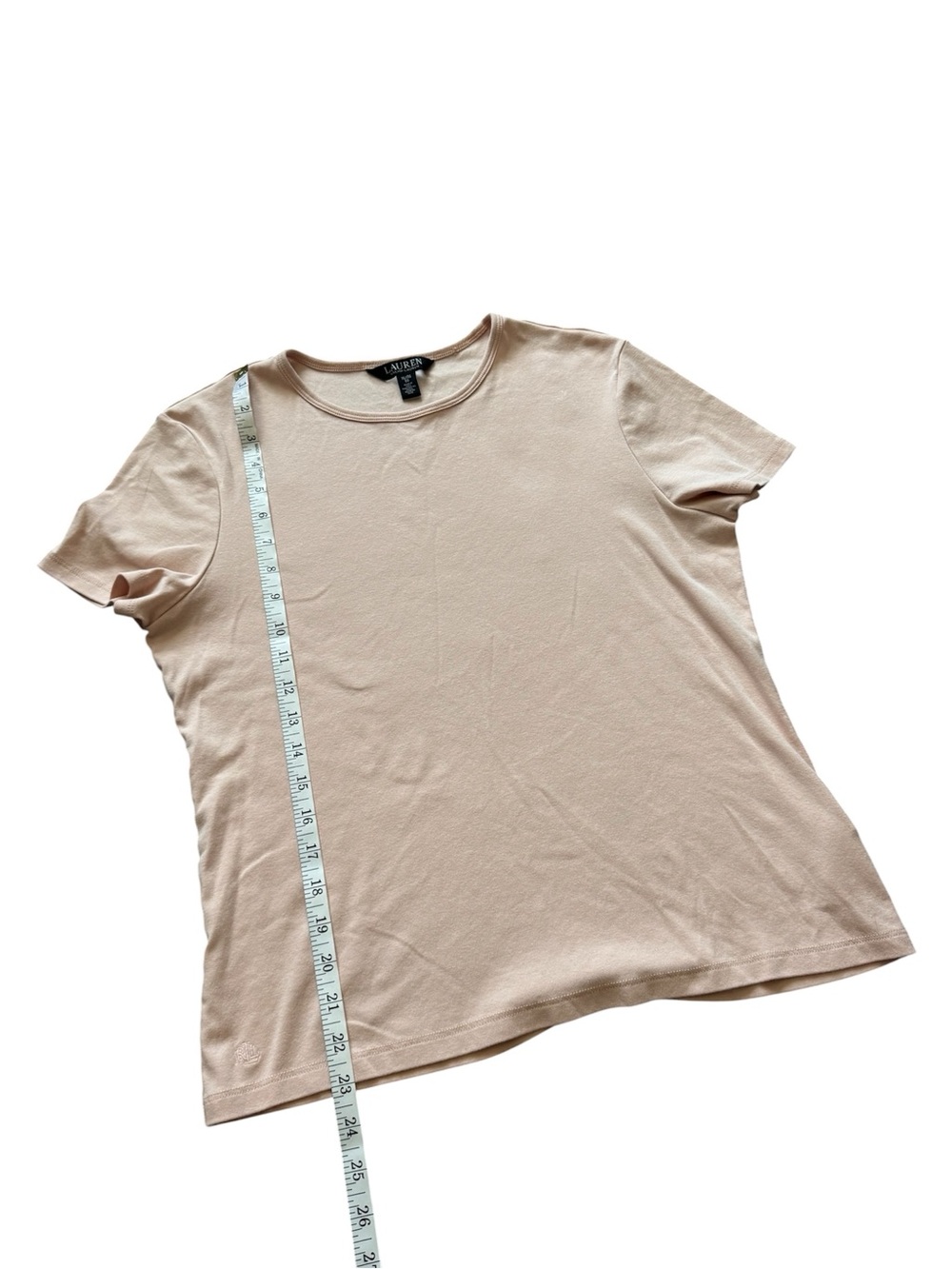 Lauren Ralph Lauren Blush Pink Stretch Cotton Crew Neck Tee Shirt XL LRL - Picture 8 of 10